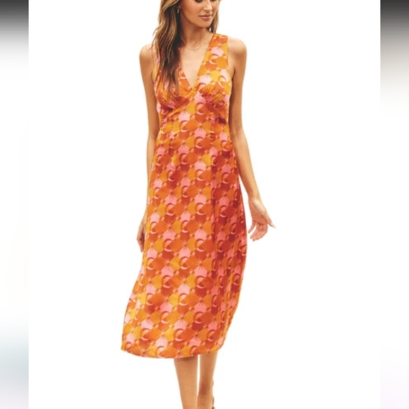 Dress Forum Dresses & Skirts - Dress forum celestial print v-neck satin midi dress hippie boho